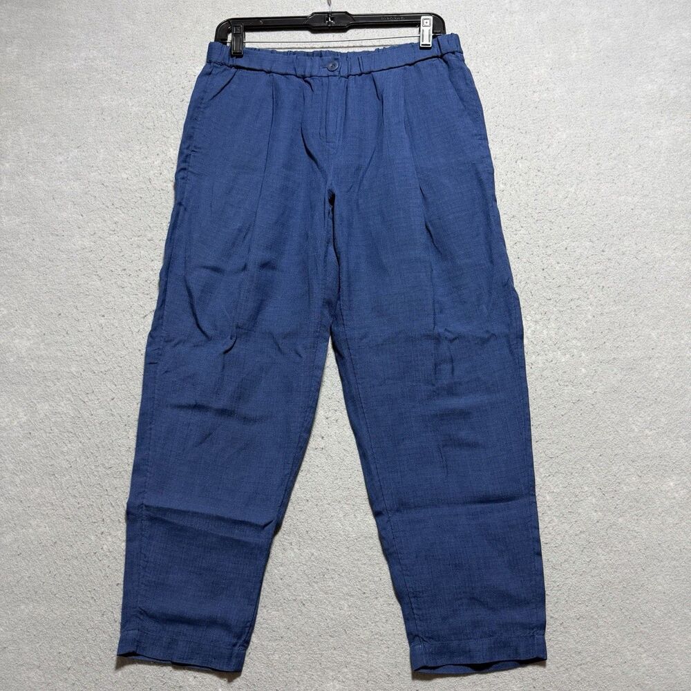 Eileen Fisher Cargo Joggers Women’s Small Linen Blend Pull On Navy Minimalist